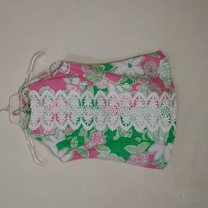 Lilly Pulitzer Women's Size 6 Tie Neck, Side Zip Halter Top